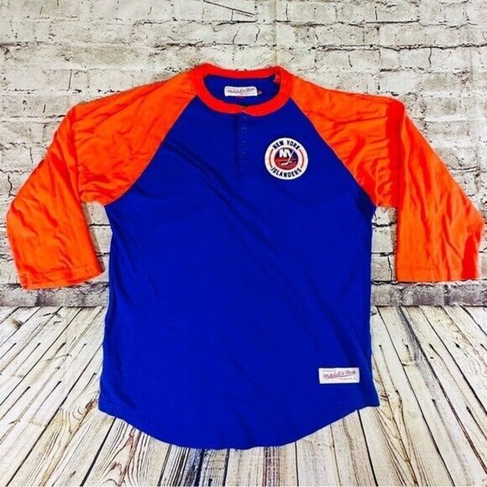 Mitchell & Ness‎ Shirt Men's Sz.M Blue Vintage Hockey New York Islanders Team